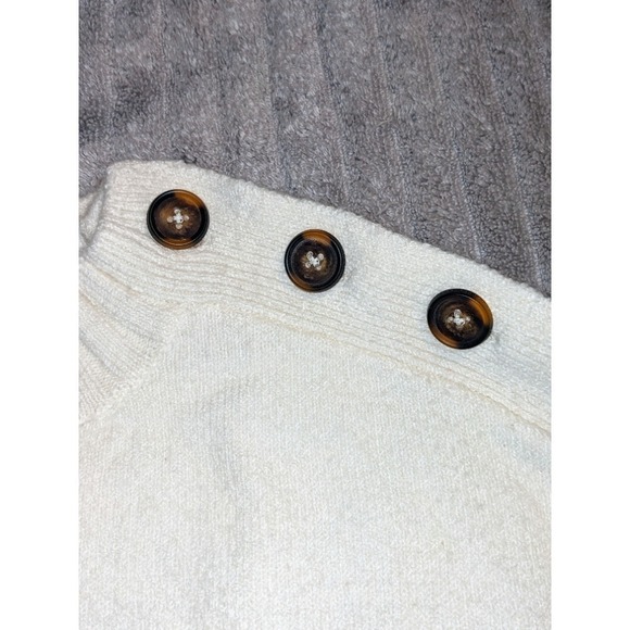 Sanctuary Button Shoulder Sweater Pullover Knit Top Cream White XS NWT $99 - Picture 6 of 11